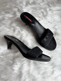 Prada sport black mesh logo kitten topuklu terlik